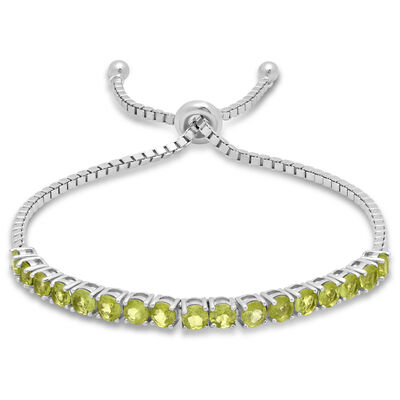 Peridot Adjustable Bolo Bracelet in Sterling Silver
