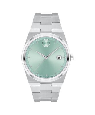 Movado Bold Men's Quest Stainless Steel Seafoam Blue Dial Bracelet 40mm Watch 3601243