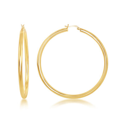 Hoop Earrings 4x70mm in Sterling Silver/Gold Plated