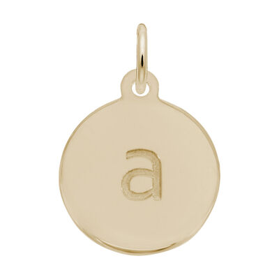 Lower Case Block A Initial Charm in Gold Plated Sterling Silver