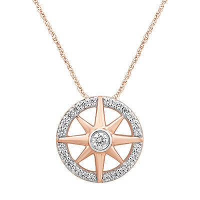 Hope & Guidance Diamond Compass Pendant in 10k Rose Gold