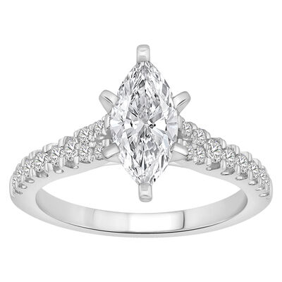 Marquise-Cut Lab Grown 1 1/4ctw. Diamond Split Shank Cathedral Engagement Ring in 14k White Gold