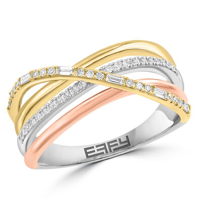 EFFY .23ctw. Diamond Crossover Ring in 14k Tricolor Gold