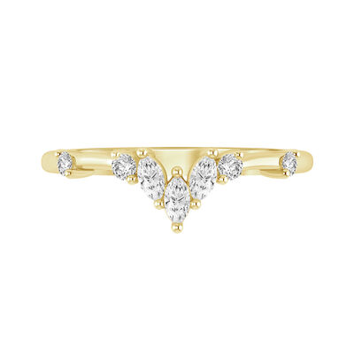 Marquise & Brilliant-Cut Lab Grown .26ctw. Diamond Chevron Contour Band in 14k Yellow Gold