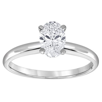 Oval-Cut Lab Grown 3/4ct. Diamond GH VS SI Solitaire Engagement Ring in 14k White Gold