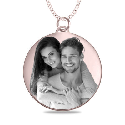 Medium Round Photo Pendant in 10k Rose Gold