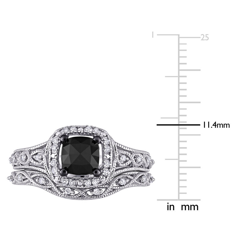 Black Diamond Infinity Halo Bridal Set in 10k White Gold image number null