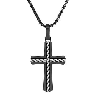 Men's Stainless Steel Twist Rope Inlay 24"
