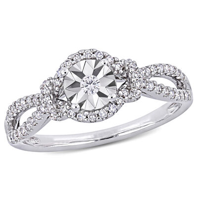 Brilliant-Cut 1/3ctw. Diamond Crossover Engagement Ring in Sterling Silver