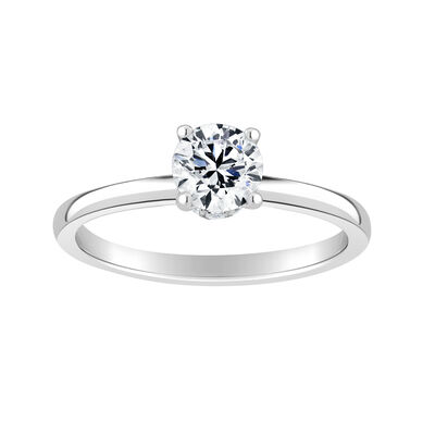 Brilliant-Cut Lab Grown 7/8ct. Diamond Ribbon Halo Solitaire Engagement Ring in 14k White Gold
