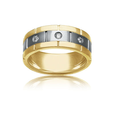 IBGoodman Men's 14k White & Yellow Gold Diamond Band
