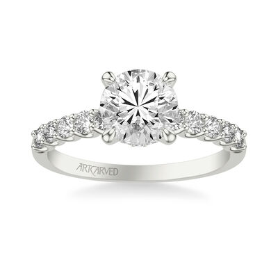 Faye. Artcarved Diamond Classic Semi-Mount in 14k White Gold