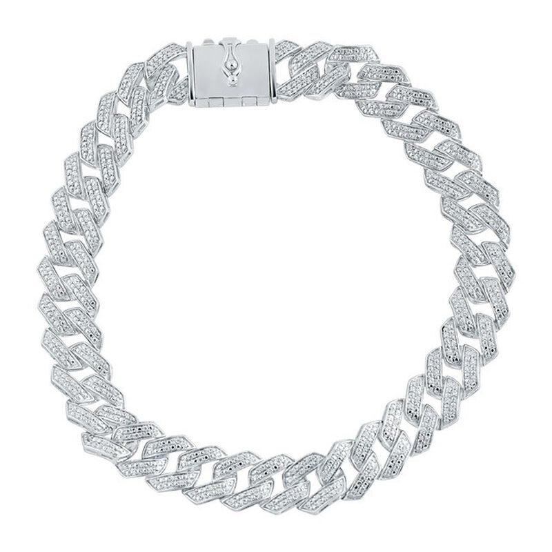 Brilliant-Cut 1ctw. Diamond Cuban Link 8mm Bracelet in Sterling Silver image number null