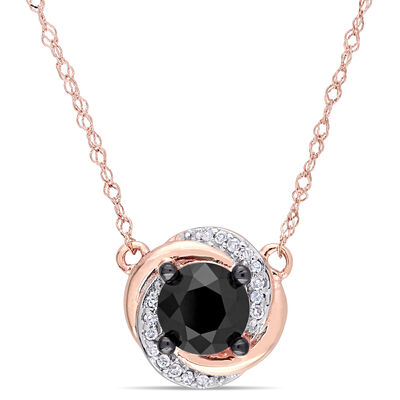Black & White Diamond Swirl Necklace 1ctw. In 10k Rose Gold