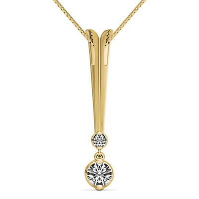 Sirena Two-Stone 1/4ctw. Diamond Drop Pendant in 14k Yellow Gold