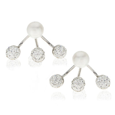 Front & Back Freshwater Pearl & Crystal Earrings