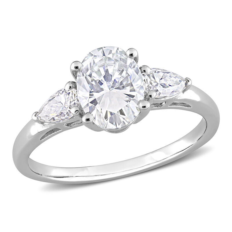 Oval 1 3/4ctw. Created Moissanite Three-Stone Engagement Ring in Sterling Silver image number null