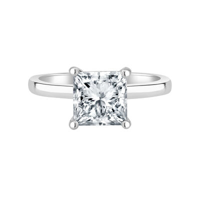 Princess-Cut Lab Grown 2 1/2ct. FG VS Diamond Ribbon Halo Solitaire Engagement Ring in 14k White Gold