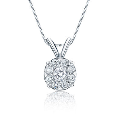 Diamond 1 1/2ct. t.w. Halo Pendant in 14k White Gold