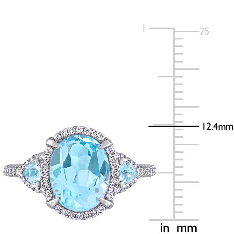 Oval-Cut Sky Blue Topaz and Diamond Ring in 14k White Gold image number null