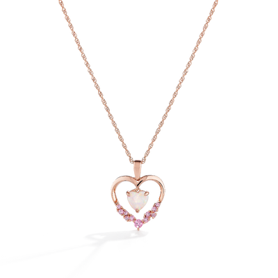 Heart Created Opal & Pink Sapphire Pendant