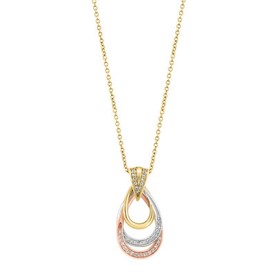 EFFY .15ctw. Diamond Fashion Pendant in 14k Tricolor Gold
