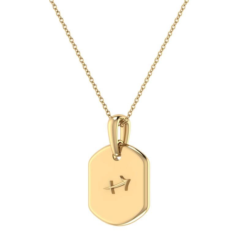 Diamond and Blue Topaz Sagittarius Constellation Zodiac Tag Necklace in 14k Yellow Gold Plated Sterling Silver image number null