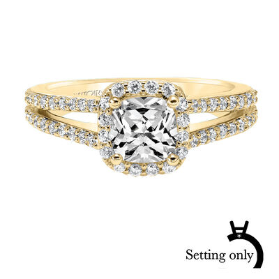 Evangeline. ArtCarved Classic Diamond Halo Setting in 14k Yellow Gold