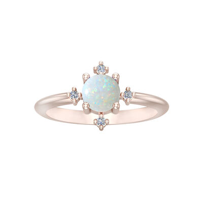 Created Opal & Diamond Ring in 10k Rose Gold
