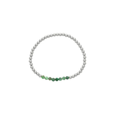 Emerald Birthstone Beaded Bracelet in Sterling Silver