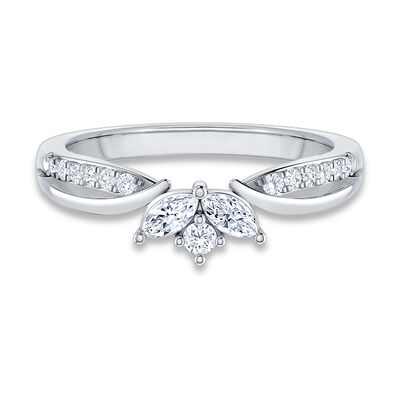 Brilliant & Marquise-Cut .33ctw. Diamond Contour Band in 14k White Gold