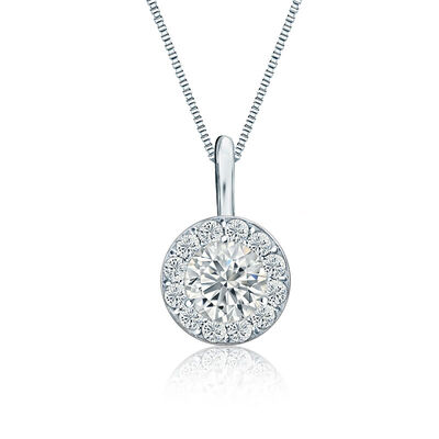 White Diamond Halo 1/2ct. Pendant in 14k White Gold