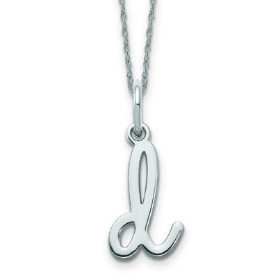 Script D Initial Necklace in 14k White Gold
