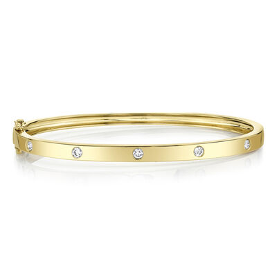 Shy Creation 0.38ctw. Diamond Bezel Set Bangle in 14k Yellow Gold