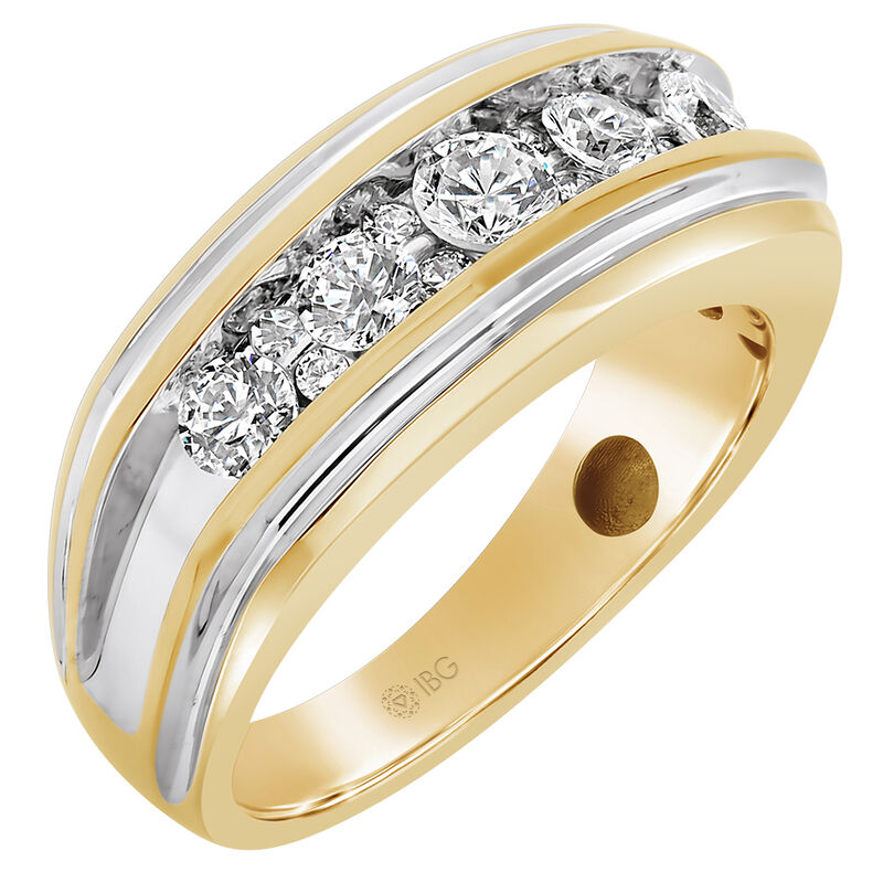 Men's Round-Cut 1ctw. Diamond Ring in 14k White & Yellow Gold image number null
