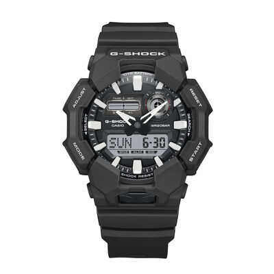 G-Shock Men's Analog-Digital 10 Year Battery Black Dial White Accents Black Resin 51.9mm Watch GA010-1A