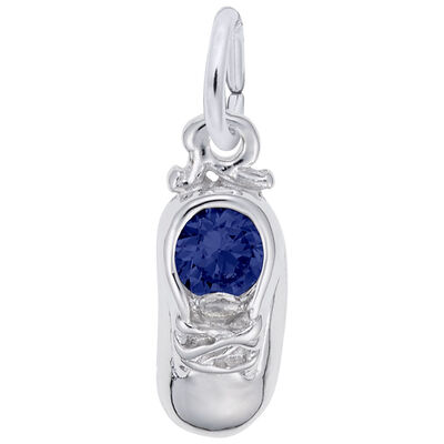 September Baby Shoe Charm in Sterling Silver
