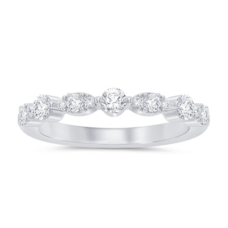 Brilliant-Cut Lab Grown 1/2ctw. Diamond Vintage Wedding Band in 14K White Gold image number null