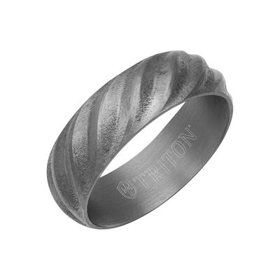 Triton Men's 7mm Tantalum Band with Roped Inlay and Brushed Finish