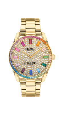 Coach Ladies' Gold Tone Stainless Steel Preston Rainbow Watch 14503657