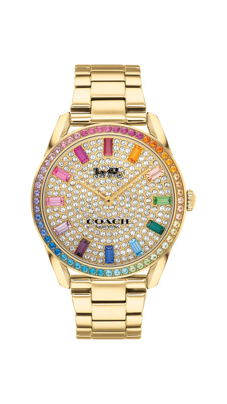 Coach Ladies' Gold Tone Stainless Steel Preston Rainbow Watch 14503657 image number null