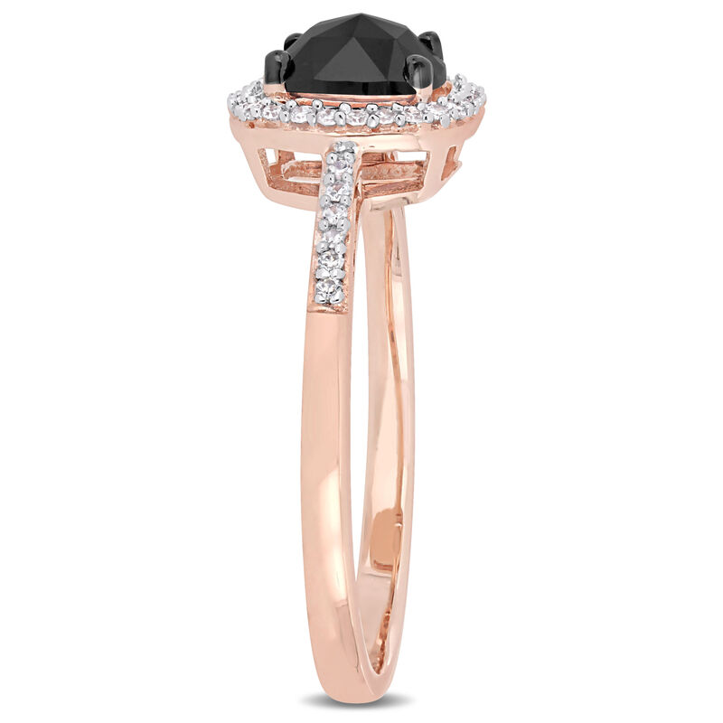 Cushion-Cut 1ctw Black Diamond Halo Engagement Ring in 14k Rose Gold image number null