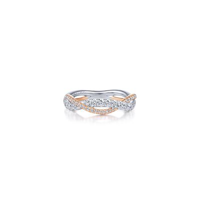 Gabriel & Co. Brilliant-Cut .41ctw. Diamond Sandrine Twisted Wedding Band in Two-Tone 14k Gold WB14460R4T44JJ