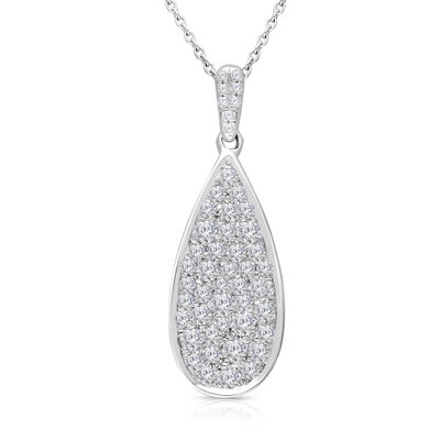 Brilliant-Cut .65ctw. Diamond Pave Fashion Pendant in 14k White Gold