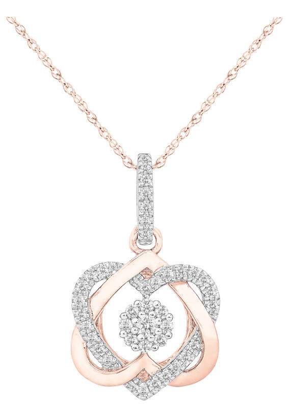 JK Crown Collection 1/5ctw. Diamond Double Heart Pendant in 10k Rose Gold