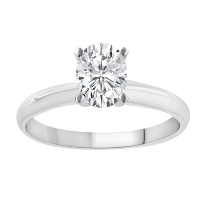 Oval-Cut Lab Grown 3ct. Diamond Certified GH VS SI Solitaire Engagement Ring in 14k White Gold