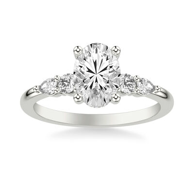 Sarah. ArtCarved Oval-Cut Engagement Ring Setting in 14k White Gold
