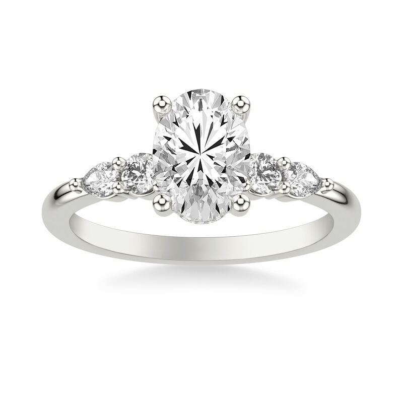 Sarah. ArtCarved Oval-Cut Engagement Ring Setting in 14k White Gold image number null