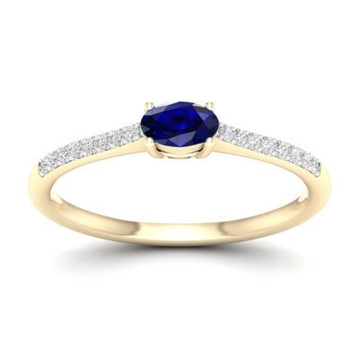 Oval Blue Sapphire Classic Ring in 10k Yellow Gold