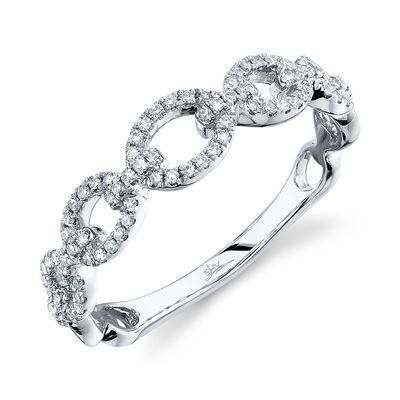 Shy Creation  0.23 ctw Diamond Link Ring in 14k White Gold